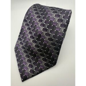 Platinum Designs Tie Mens One Size Silk Geometric Checkered Necktie Business For
